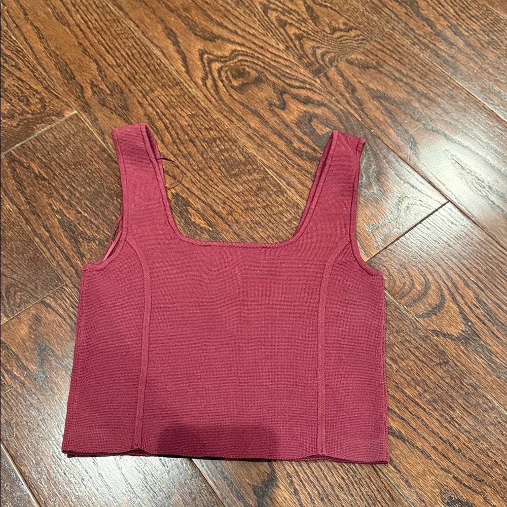 Zara Burgundy Square-Neck Crop Top - Picture 5 of 5